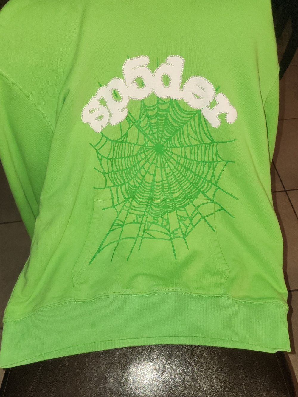 Lime Green Spider Web Pullover Top